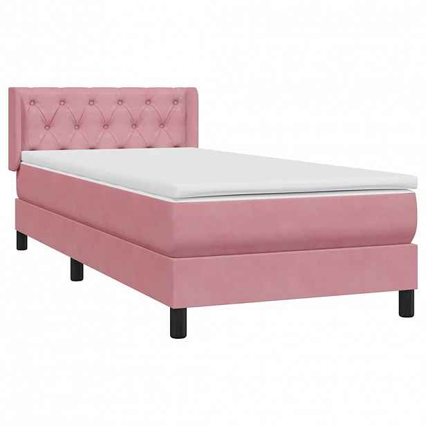 vidaXL Box spring postel s matrací růžová 80x220 cm samet