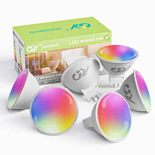 Gy Led žárovky Smart MR16 GU5.3 Wifi žárovka Lampa Rgb Light Bulb, 5 ks