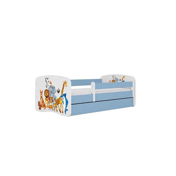 Kocot kids Dětská postel Babydreams zvířátka modrá, varianta 70x140, se šuplíky, bez matrace