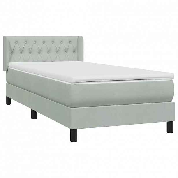vidaXL Box Spring Postel s matrací Světle šedá 90x220 cm Samet