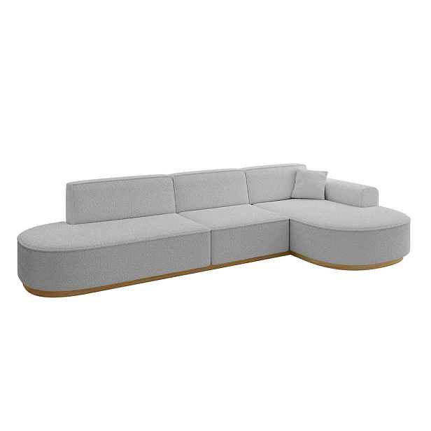 ALTDECOR ROHOVÁ SEDAČKA s otomanem, pravá MARI-L2-v2 328x171x83 Světle šedá Buklé