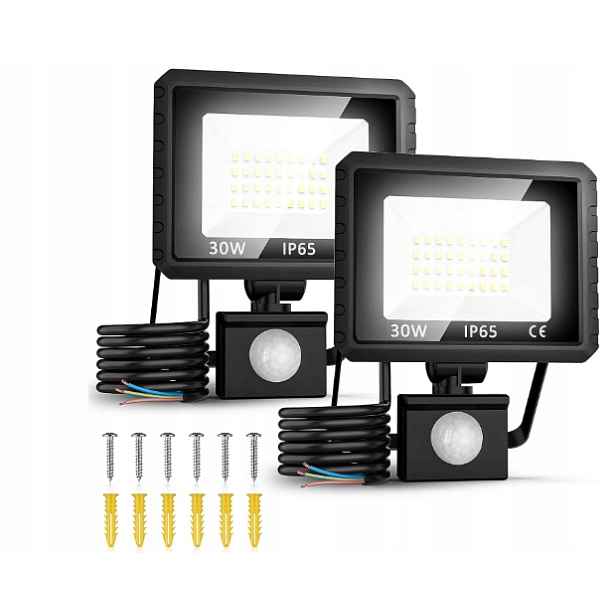 Bezpečnostní Led reflektory Fgryb 30W s pohybovým senzorem 3000LM IP65 2ks