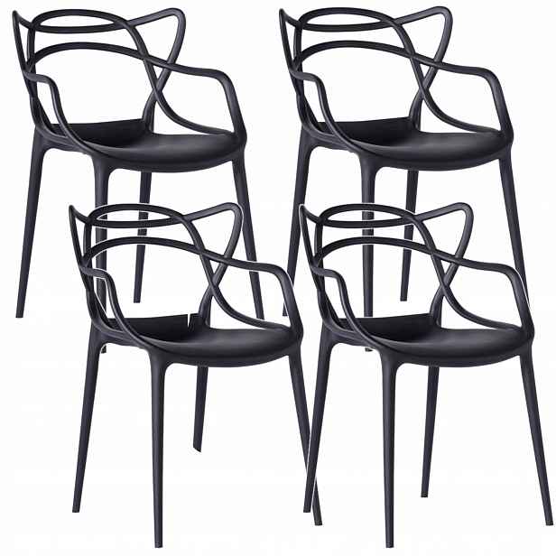 Křeslo Loft Černé Moderní Designové křeslo Kuchyňského Obývacího pokoje Premium x4