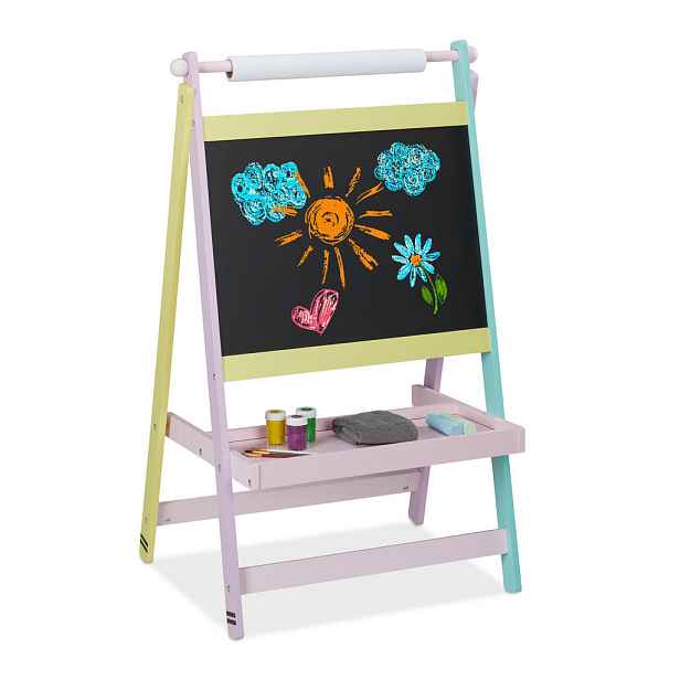 Relaxdays TABULE Vícebarevná křídová s rolí papíru MDF 90 cm