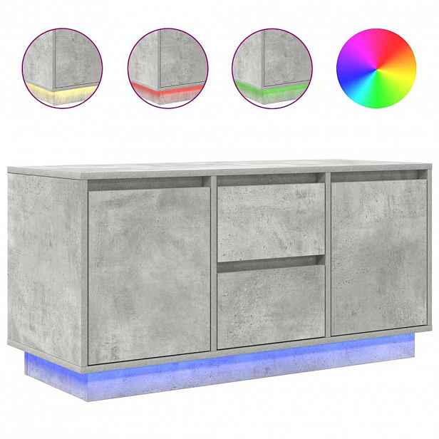 vidaXL TV skříňka s LED osvětlením betonově šedá 100x41x50 cm