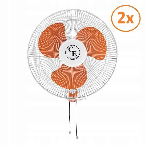 2 Kusy Cornwall Nástěnný 3-rychlostní ventilátor Ø 40CM 45W s oscilací