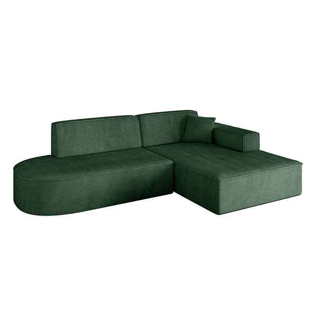 ALTDECOR ROHOVÁ SEDAČKA s otomanem, pravá IREA-L1-v4 232x165x77 Zelená Manšestr