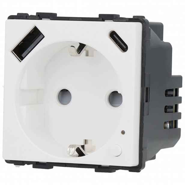 Schuko zásuvka bez kolíku pro měření energie WiFi Usb A+c bílá DC Smart Home