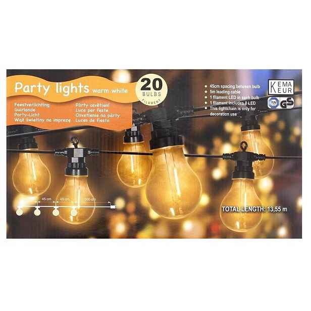 Zahradní Girlanda Led Party Lights – 20 Žárovek 13,55 M napájení 230 V