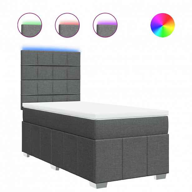 vidaXL Box spring postel s matrací tmavě šedá 90x190 cm textil