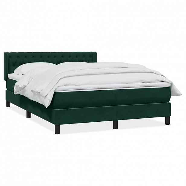 vidaXL Box spring postel s matrací tmavě zelená 160x220 cm samet