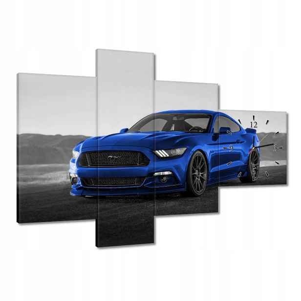 Nástěnné hodiny 100x70 Modré Ford Mustang