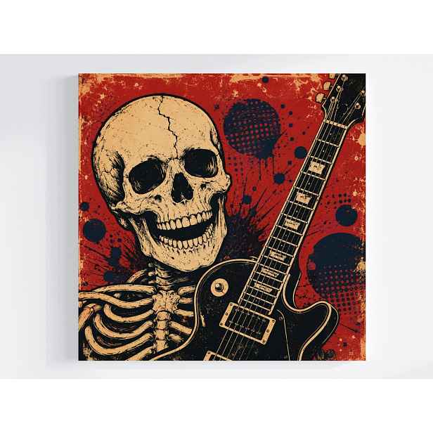 Obraz Na Plátně Canvas Hudba Lebka Rock Metal Punk Vintage Retro 50x50
