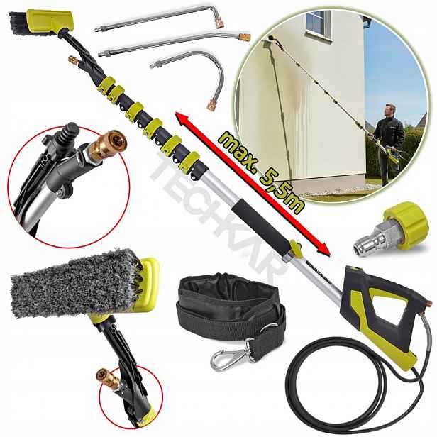 Teleskopický Nástavec 5,5 m kartáč upevňovací pás 290 bar 25 l/min M22x1,5 mm 3/8