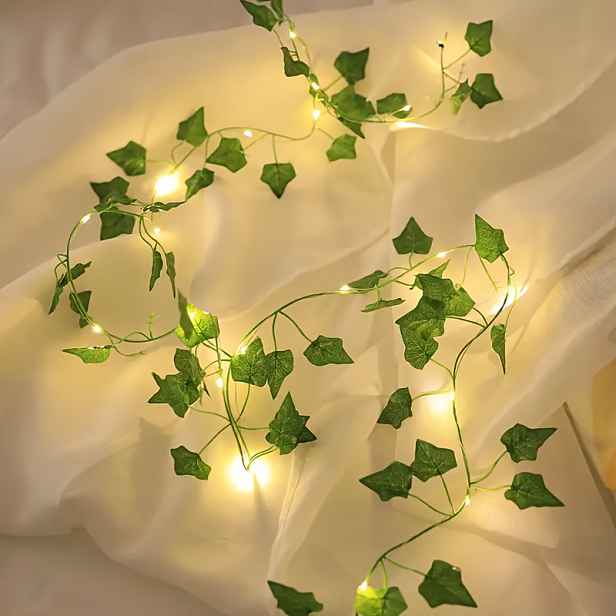 TEMU 1M 10 LED Okouzlující Zelené Umělé Břečťanové Řetězové Světla, Vnitřní Řetězová Světla, Slavnostní Nálada Světla, Vánoční Řetězová Světla,