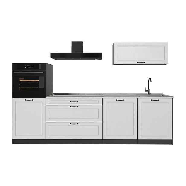 Vicco KUCHYŇSKÝ KOUT R-Line, Bílý venkovský dům/Antracit, 280 cm bez pracovní desky