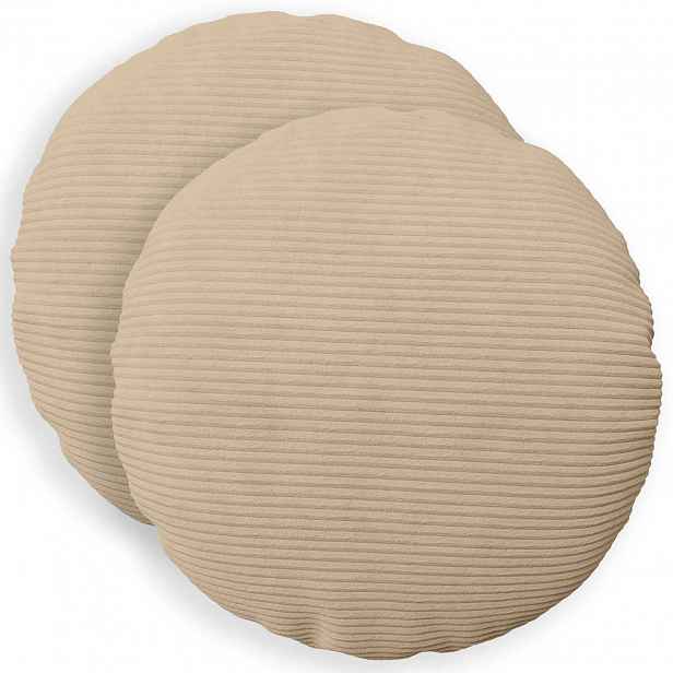 vidaXL Povlak na polštář 2 pcs HEERLEN Taupe Ø 50 cm manšestr