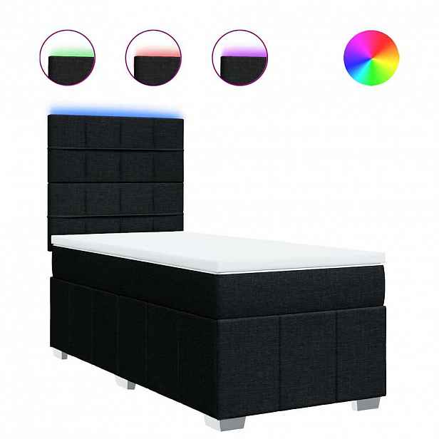 vidaXL Box spring postel s matrací černá 90x190 cm textil
