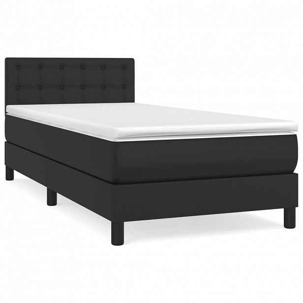 vidaXL Box spring postel s matrací černá 90x190 cm umělá kůže