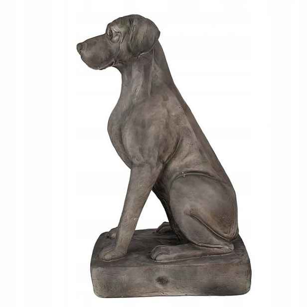 Clayre & Eef Socha sedícího psa, 44 × 26 × 73 cm, šedá