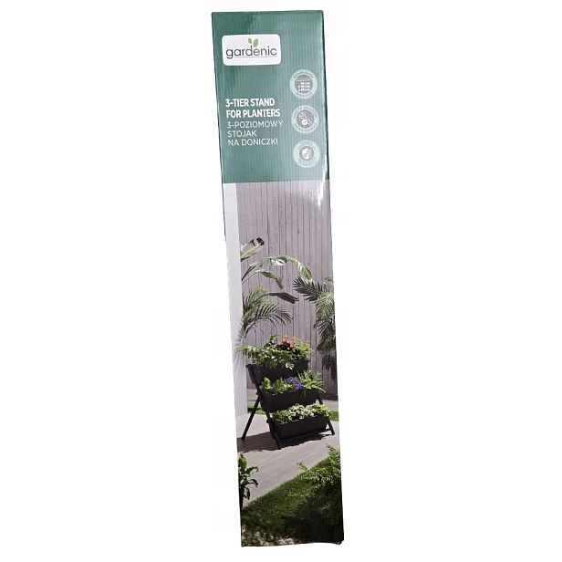 Gardenic Stojan na květináč 3-úrovňový 64 x 49 x 68 cm černý 781