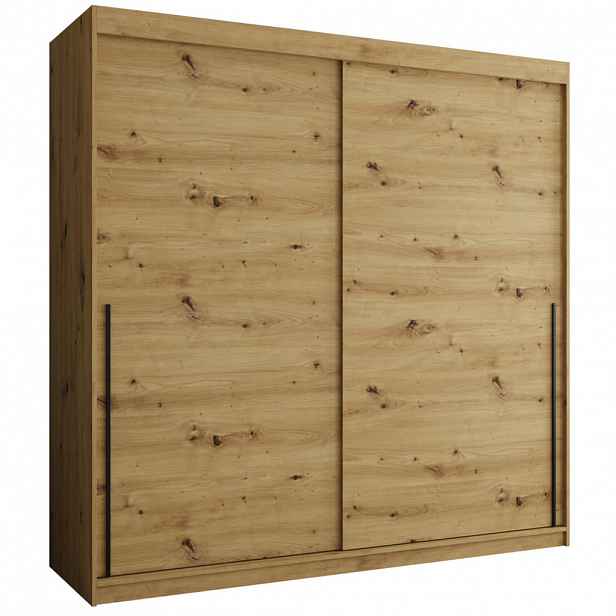 Home Collective ŠATNÍ SKŘÍŇ S POSUVNÝMI DVEŘMI 200 cm šířka, Artisan s černým úchytem
