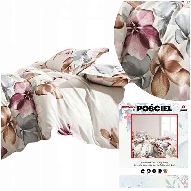 Povlečení Flanelové 220x200 3 cz povlečení 70x80 Teplé Měkké Riccardo květy