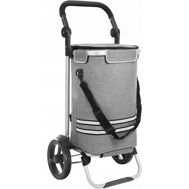 Songmics skládací, stabilní nákupní vozík, šedý 35L P296