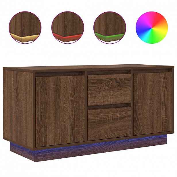 vidaXL TV skříňka s LED osvětlením Dub hnědý 100x41x50 cm