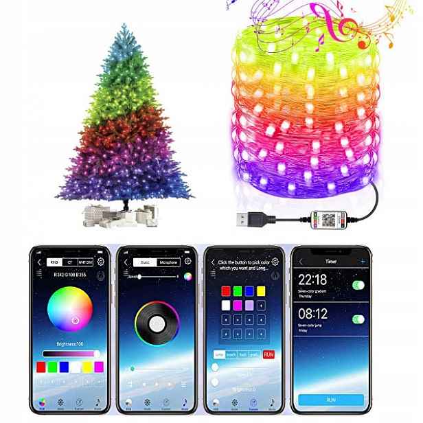 Ozdobné Lampy 200 Led Bluetooth 20M Usb Drátek