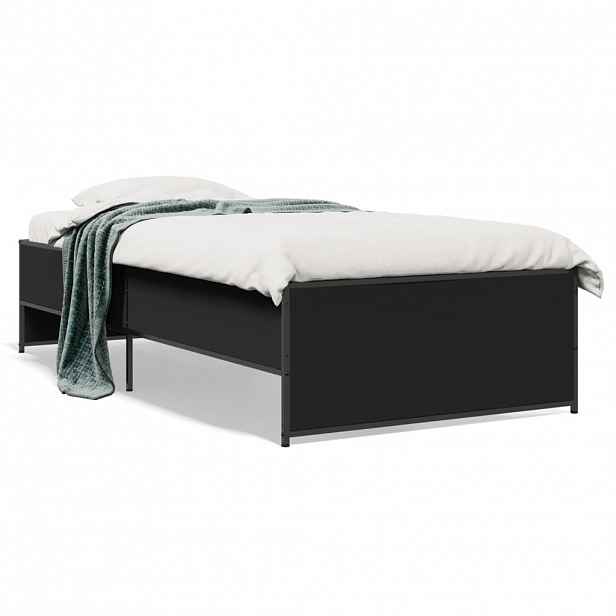vidaXL Rám postele černý 90 x 190 cm kompozitní dřevo a kov