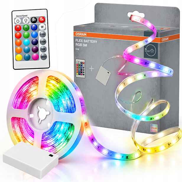 Led pásek Dekorativní pásek 5W Rgb 5 m na baterie Dálkový Ovladač Osram