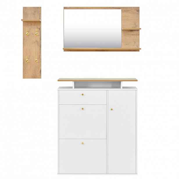 Urban Meuble BOTNÍK set bílý LED zrcadlo botník