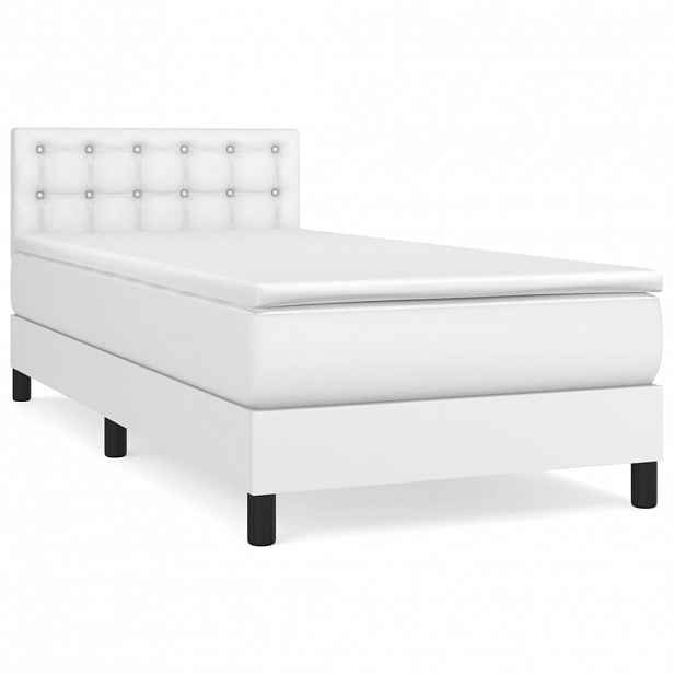 vidaXL Box spring postel s matrací bílá 90x190 cm umělá kůže