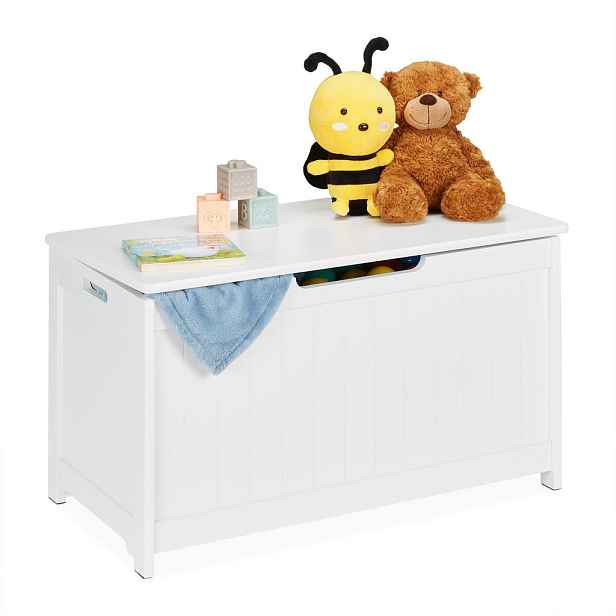 Relaxdays TRUHLA Bílá úložná s víkem MDF