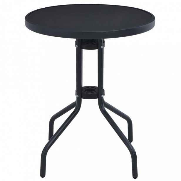 Zahradní stolek 60 cm ocel / sklo černá