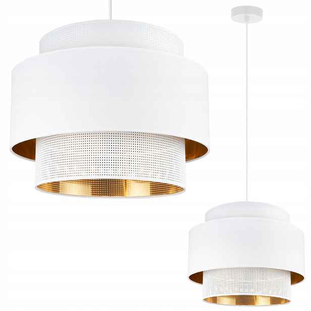 Závěsná Stropní Lampa S Bílým Stínítkem, Zlatý Střed Do Ložnice Obývacího Pokoje
