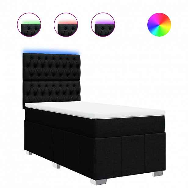 vidaXL Box spring postel s matrací černá 90x190 cm textil