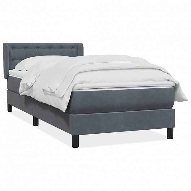 vidaXL Box spring postel s matrací tmavě šedá 80x210 cm samet