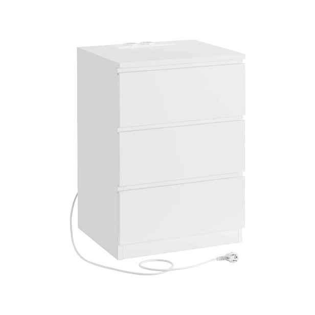 Bílý noční stolek Vasagle Girgo s zásuvkou a Usb porty