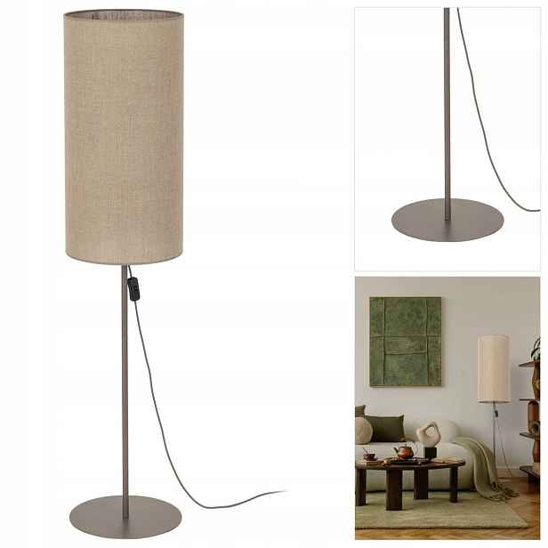 Hnědá podlahová lampa Fieno retro do obývacího pokoje s přirozeným světlem Tk Lighting