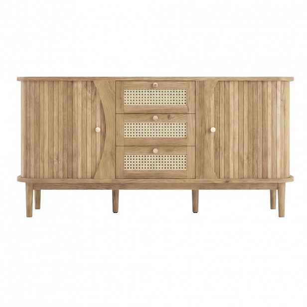 Urban Meuble KOMODA ratanová s posuvnými dvířky, 140,5/40/76 cm