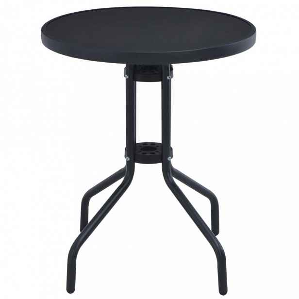 Zahradní stolek 80 cm ocel / sklo černá
