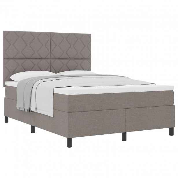 vidaXL Postel s boxspringem s čelo Taupe 140 x 200 cm textil