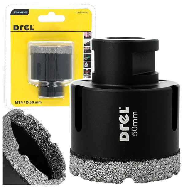 Drel Korunkový Vrták 50 mm M14 pájená na keramiku z slinuté dlažby