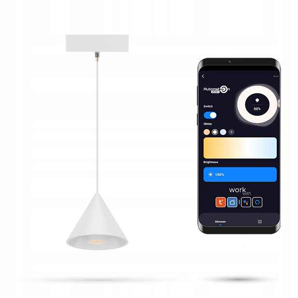 Lampa Zigbee kužel bílá 6W MD90 Slim Track 48VDC 3000K-6000K stmívatelná