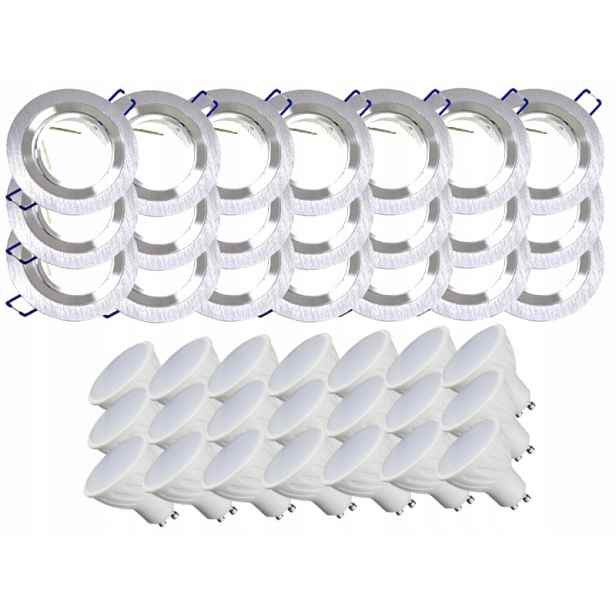 21x Hliníková Lampička Inox Ocel Kartáčovaná Led Žárovky 10W