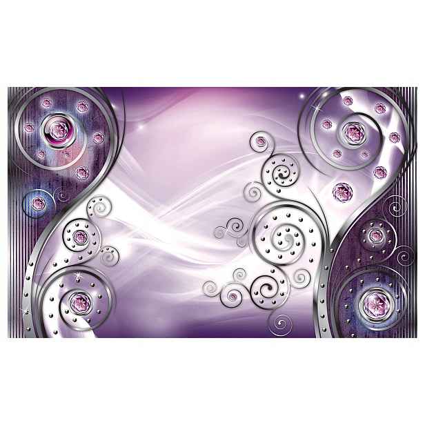 Fototapeta Fialové ornamenty abstrakce stříbro svitky 254x184 lepidlo