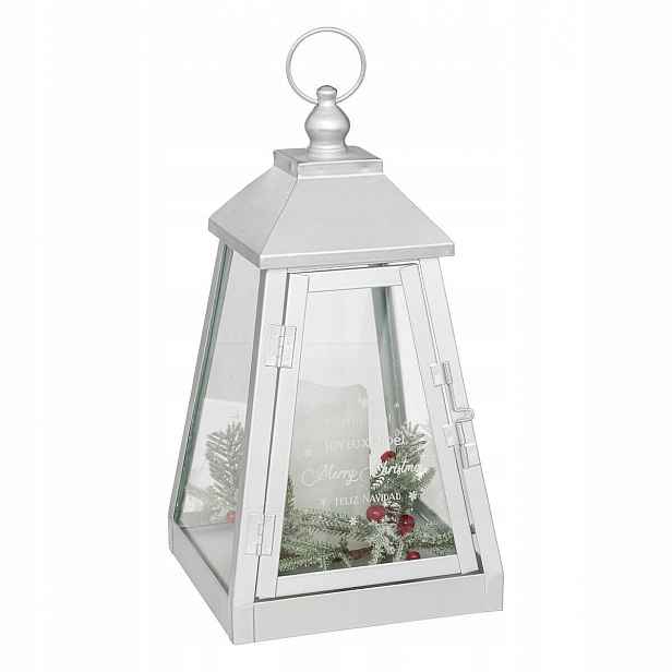 Kovová Lucerna S Led Svíčkou 32X17 CM, Bílá, Bateriová