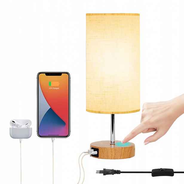 Kovová Noční Lampa E27 2X Nabíječka Usb Type-c 5W 3000K